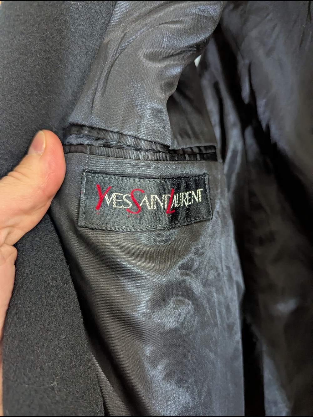 Yves Saint Laurent Men's Black Coat - Classic Wool Jacket